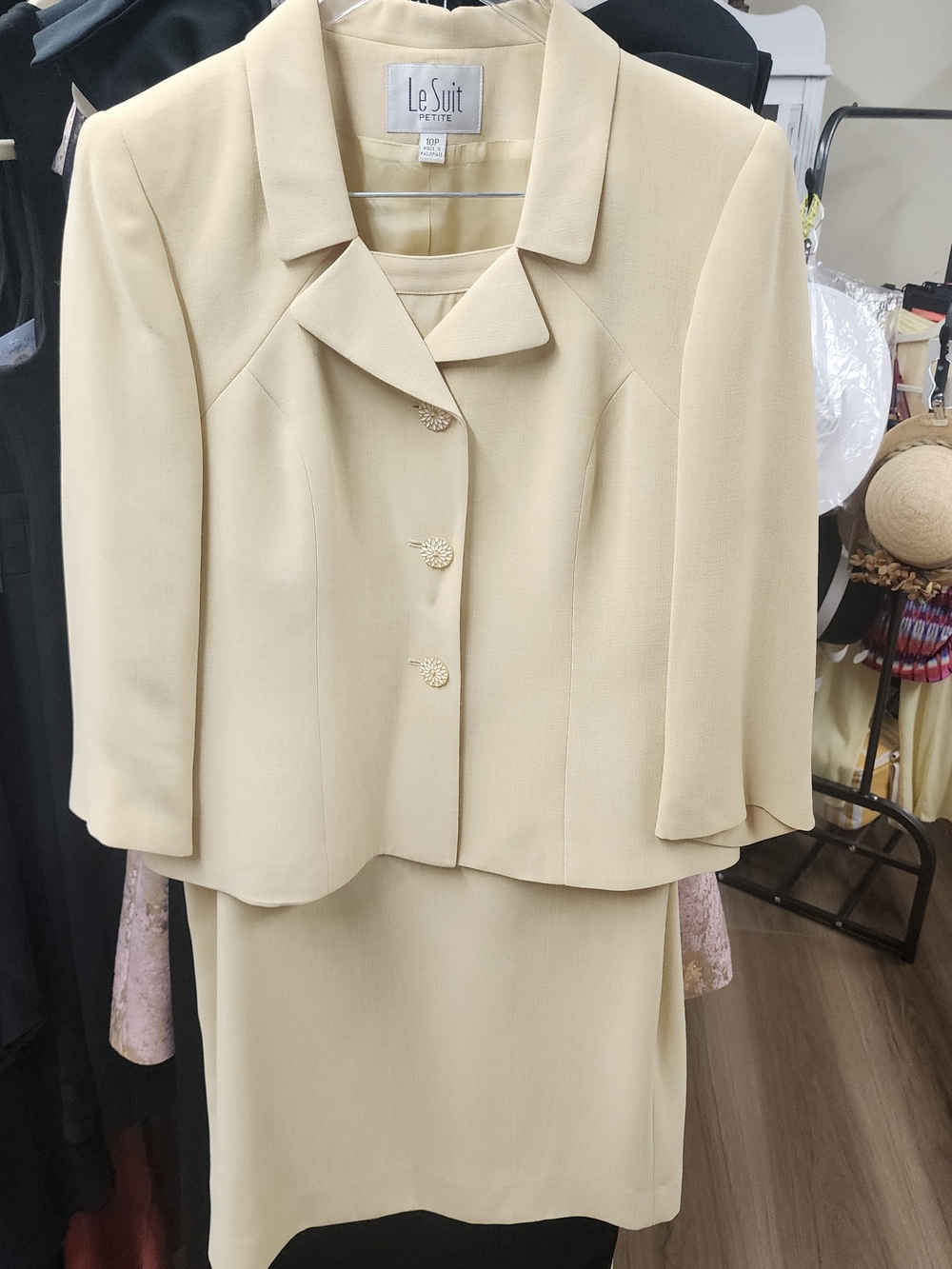 Le Suit Cream Suit with Decorative Buttons